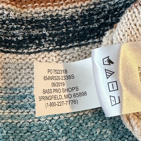 Natural Reflections Teal, Cream, Purple Striped V-Neck Sweater Women’s Sz Med - Picture 6 of 7